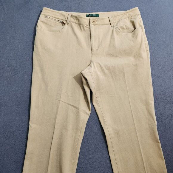Lauren Ralph Lauren Women 14 Tan Mid Rise Straight Leg Khaki Pants - Picture 3 of 11